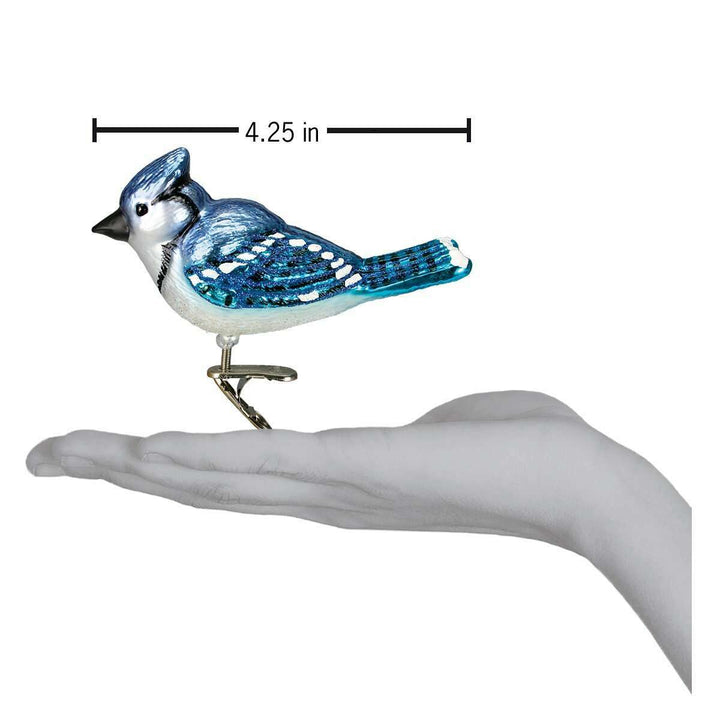 Old World Christmas Bright Blue Jay Blown Glass Ornament