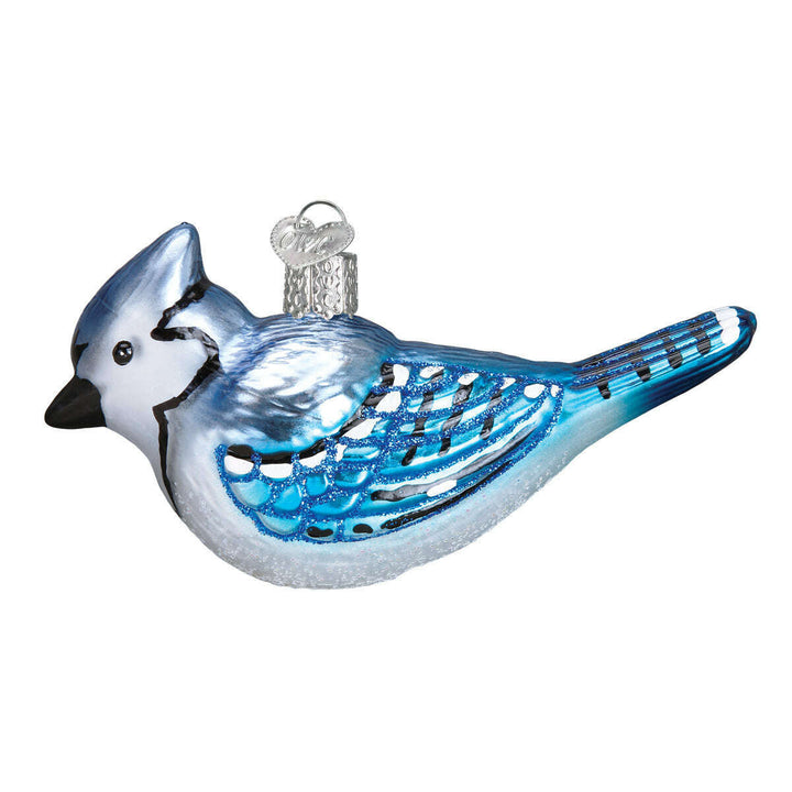 Old World Christmas Bright Blue Jay Blown Glass Ornament