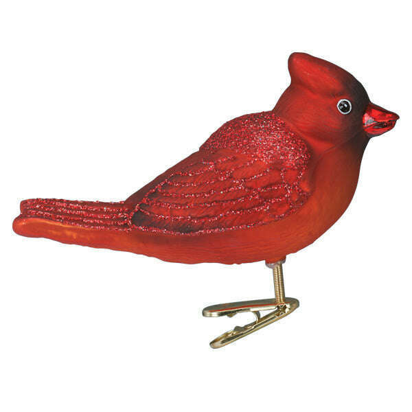 Old World Christmas Bright Red Cardinal Blown Glass Ornament