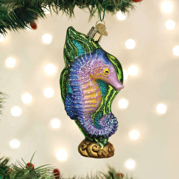 Old World Christmas Bright Seahorse Blown Glass Ornament