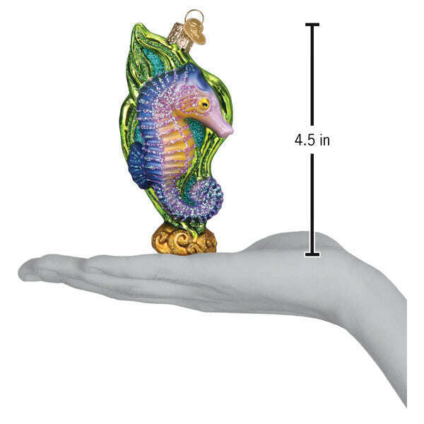 Old World Christmas Bright Seahorse Blown Glass Ornament