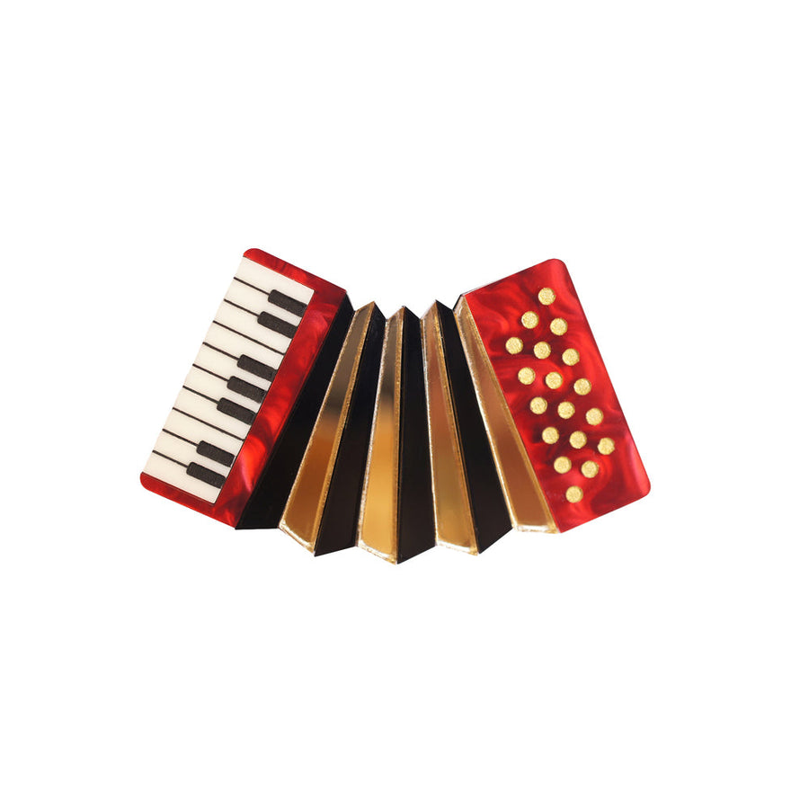 Red Accordion Brooch by Laliblue 