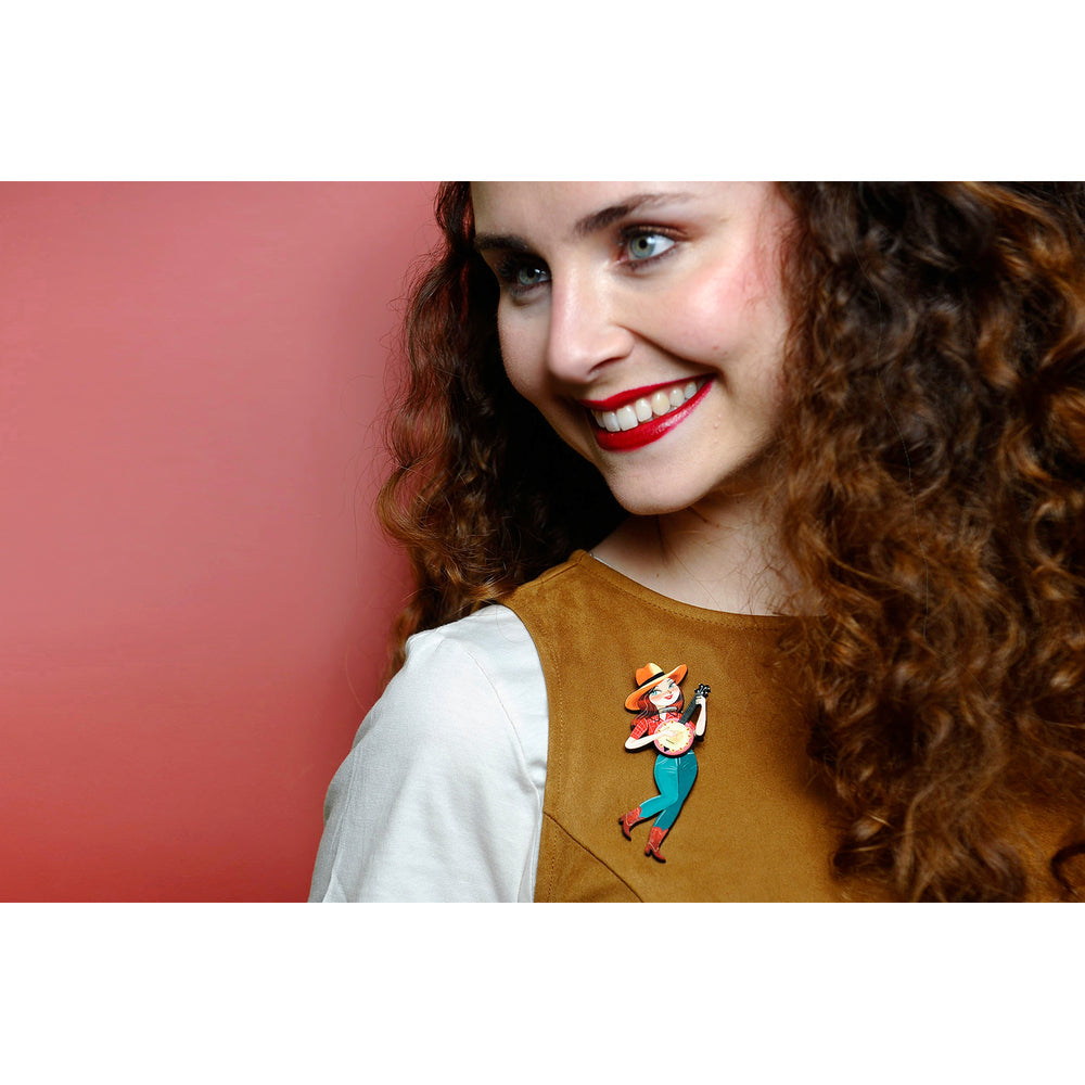 Girl playing the banjo Brooch by Laliblue 3