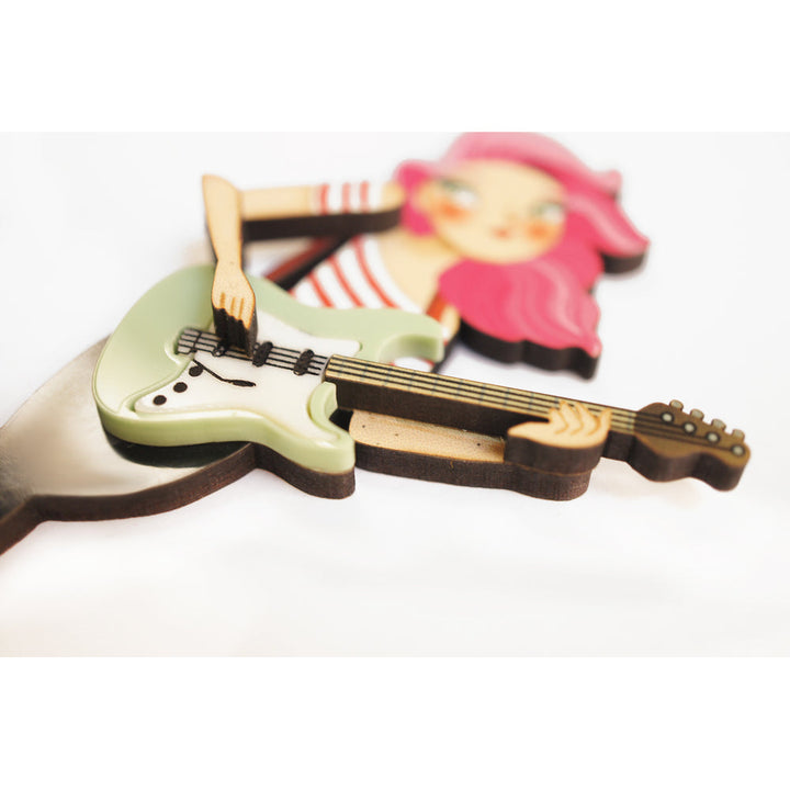 Girl playing the electric bass Brooch by Laliblue 1