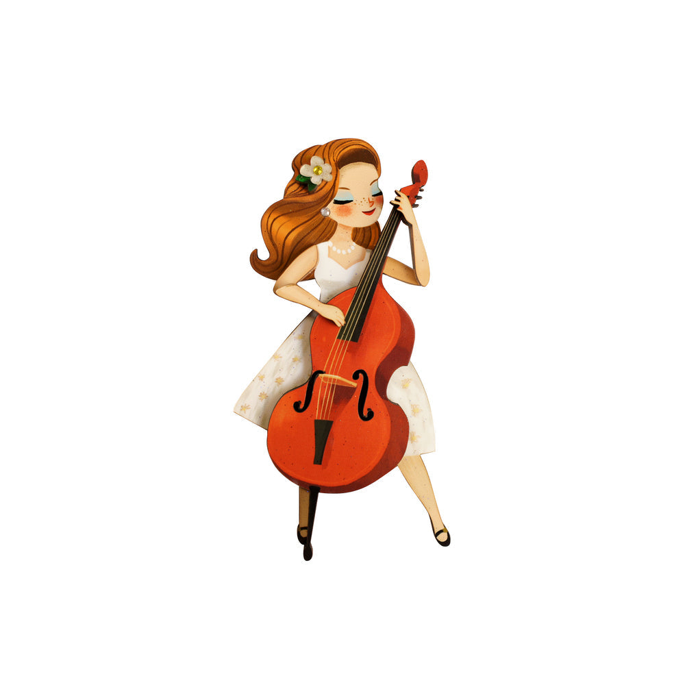 Girl playing the double bass Brooch by Laliblue 2