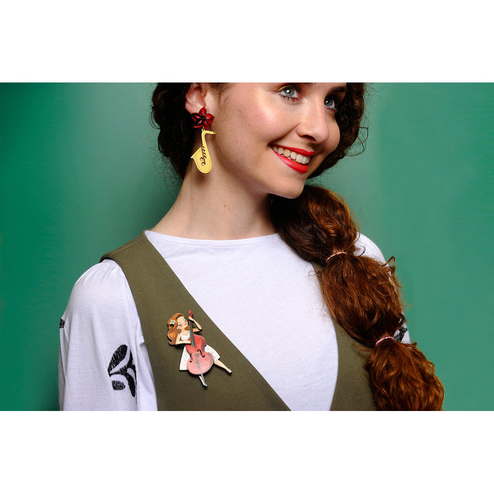 Girl playing the double bass Brooch by Laliblue 4