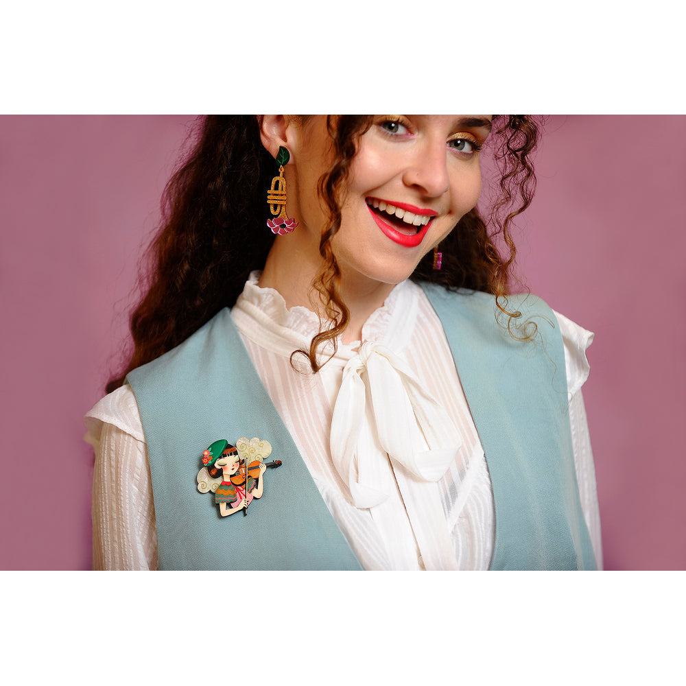 Girl playing the violin Brooch by Laliblue 3