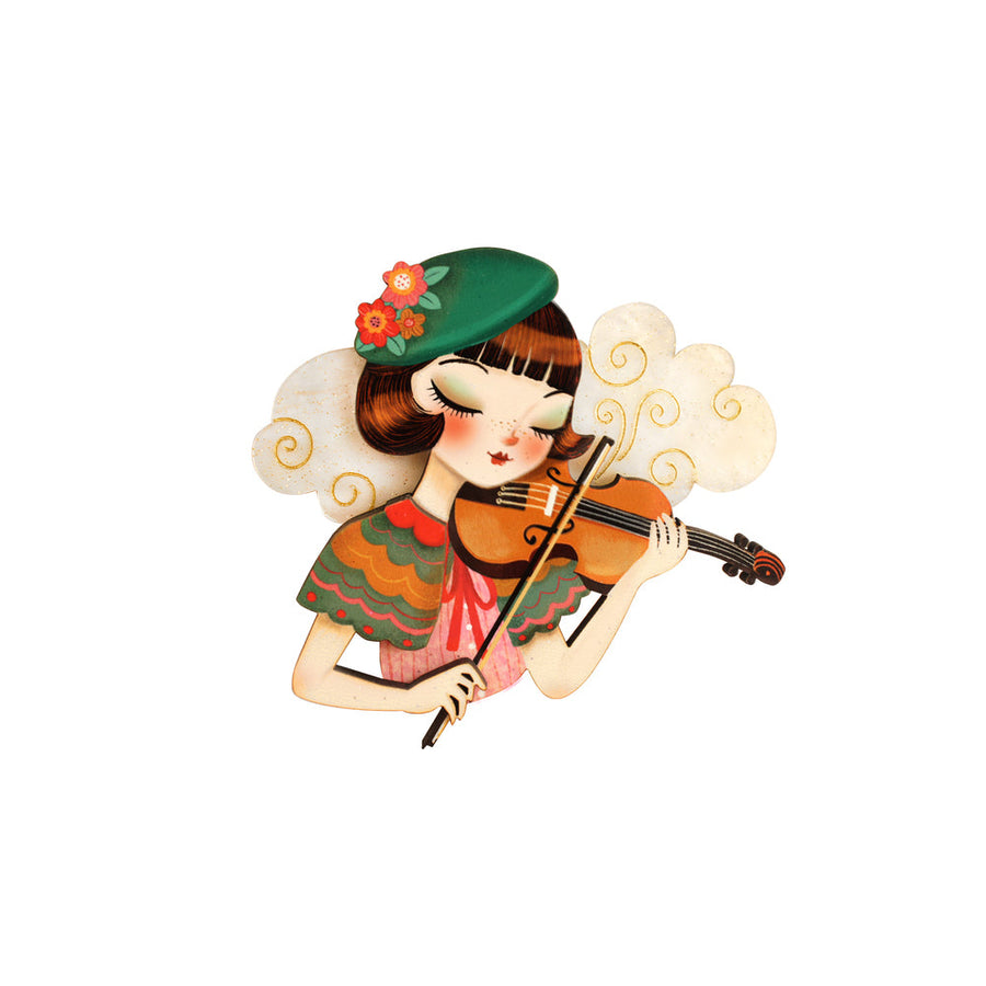 Girl playing the violin Brooch by Laliblue 