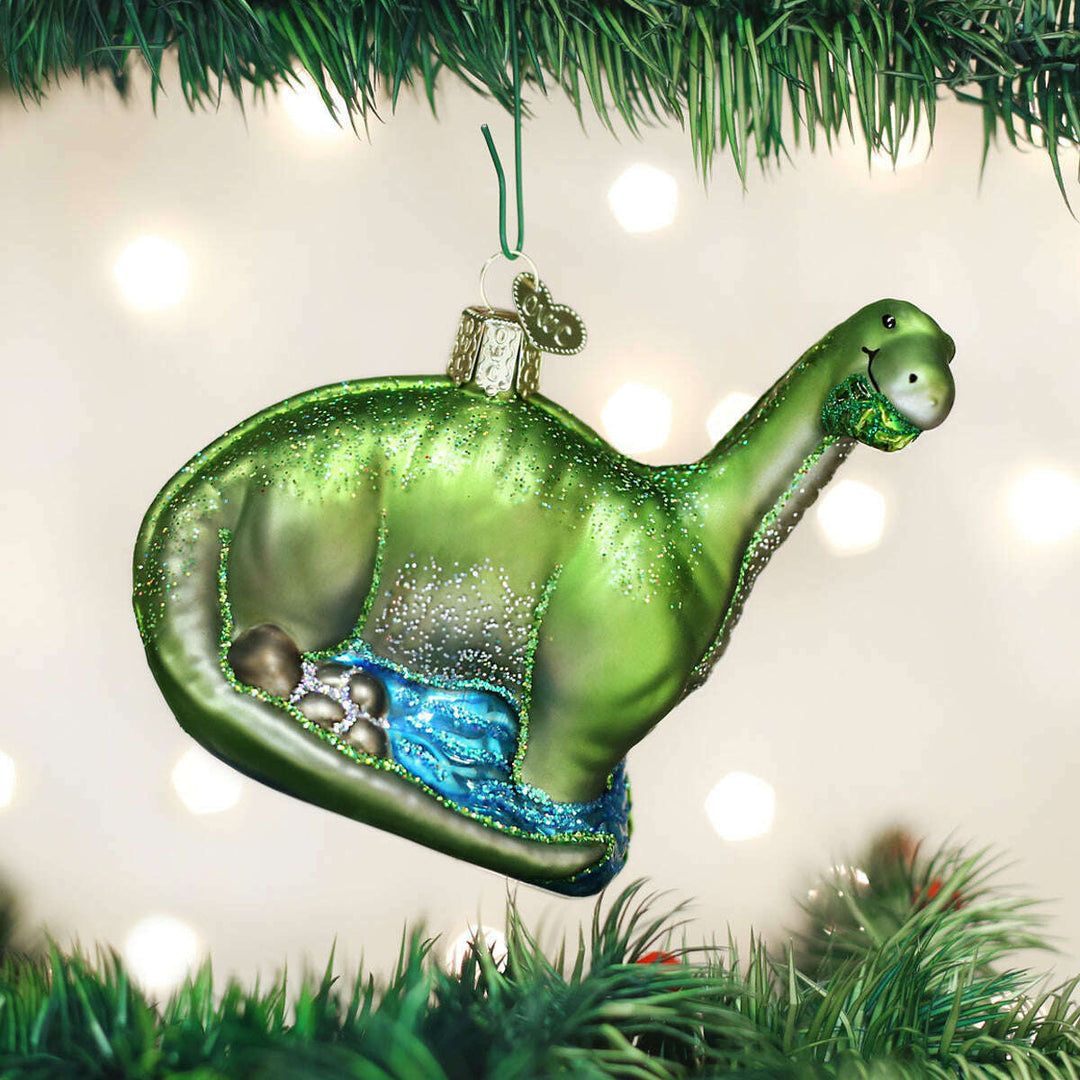 Old World Christmas Brontosaurus Blown Glass Ornament