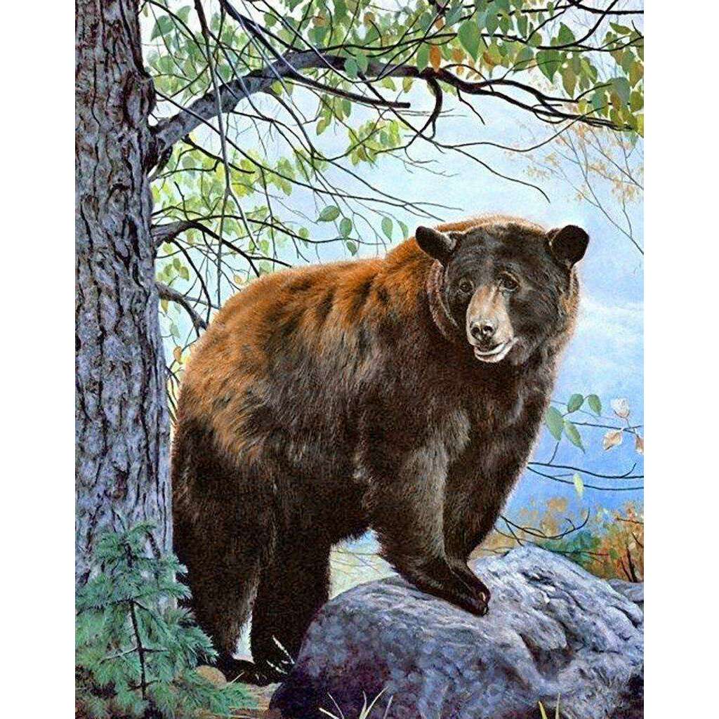 Brown Bear WD083 14.9 x 18.9 inches Wizardi Diamond Painting Kit