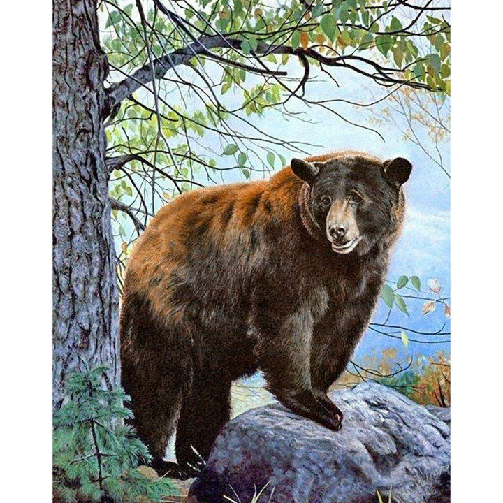 Brown Bear WD083 14.9 x 18.9 inches Wizardi Diamond Painting Kit