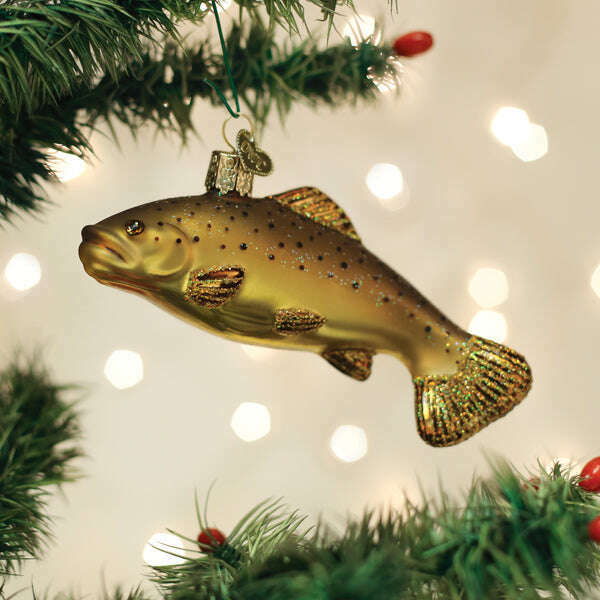 Old World Christmas Brown Trout Blown Glass Ornament