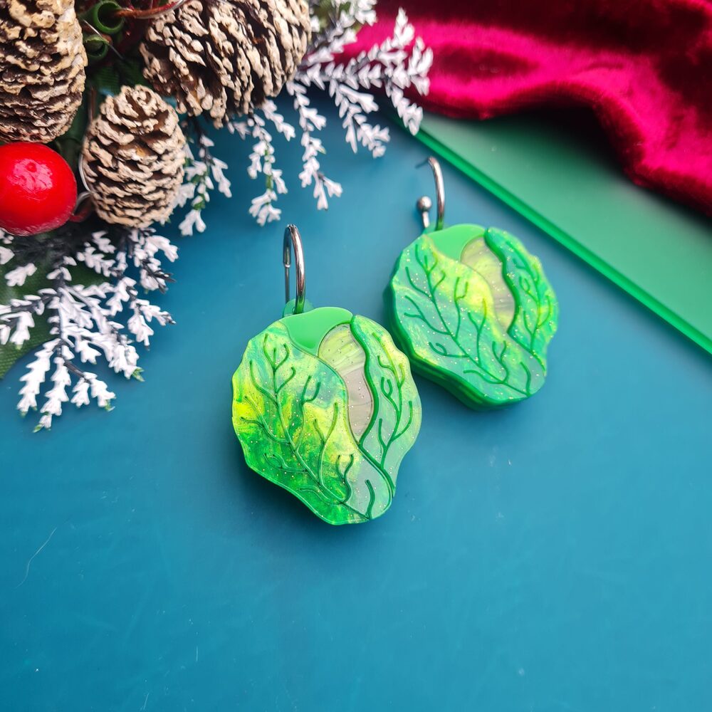 Brussels Sprout Small Earrings by Cherryloco Jewellery 1