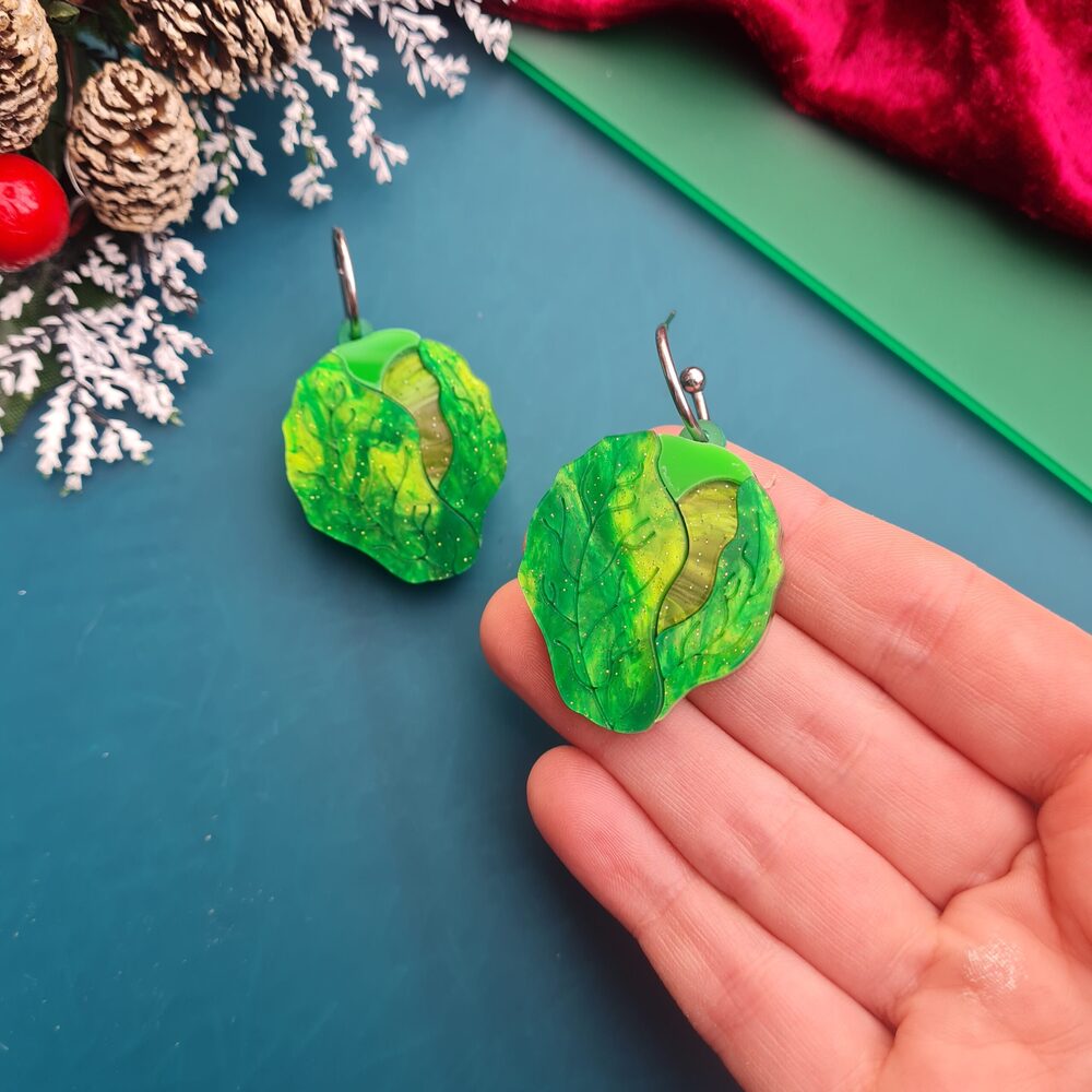 Brussels Sprout Small Earrings by Cherryloco Jewellery 2