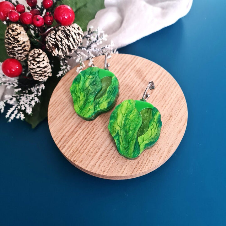 Brussels Sprout Statement Dangle Earrings by Cherryloco Jewellery