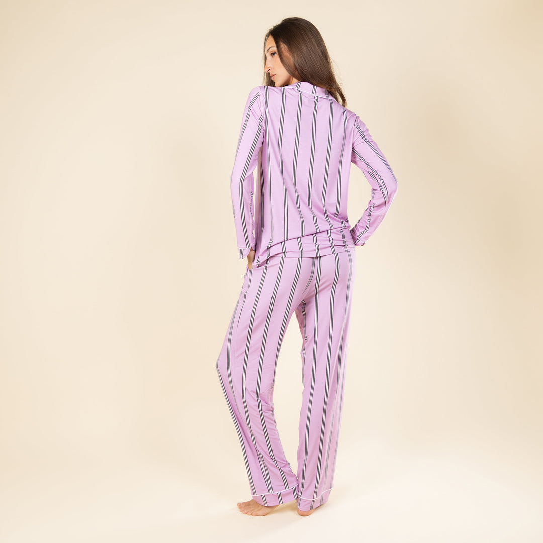 The Bubble Gum | Pink Striped SleepDeep™ Women’s Long Sleeve Pajama Set