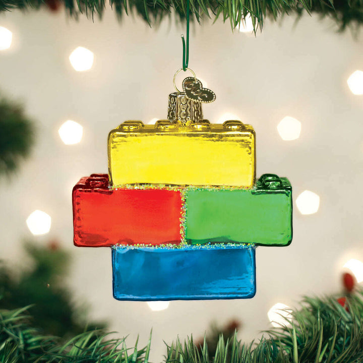 Old World Christmas Building Blocks Blown Glass Ornament