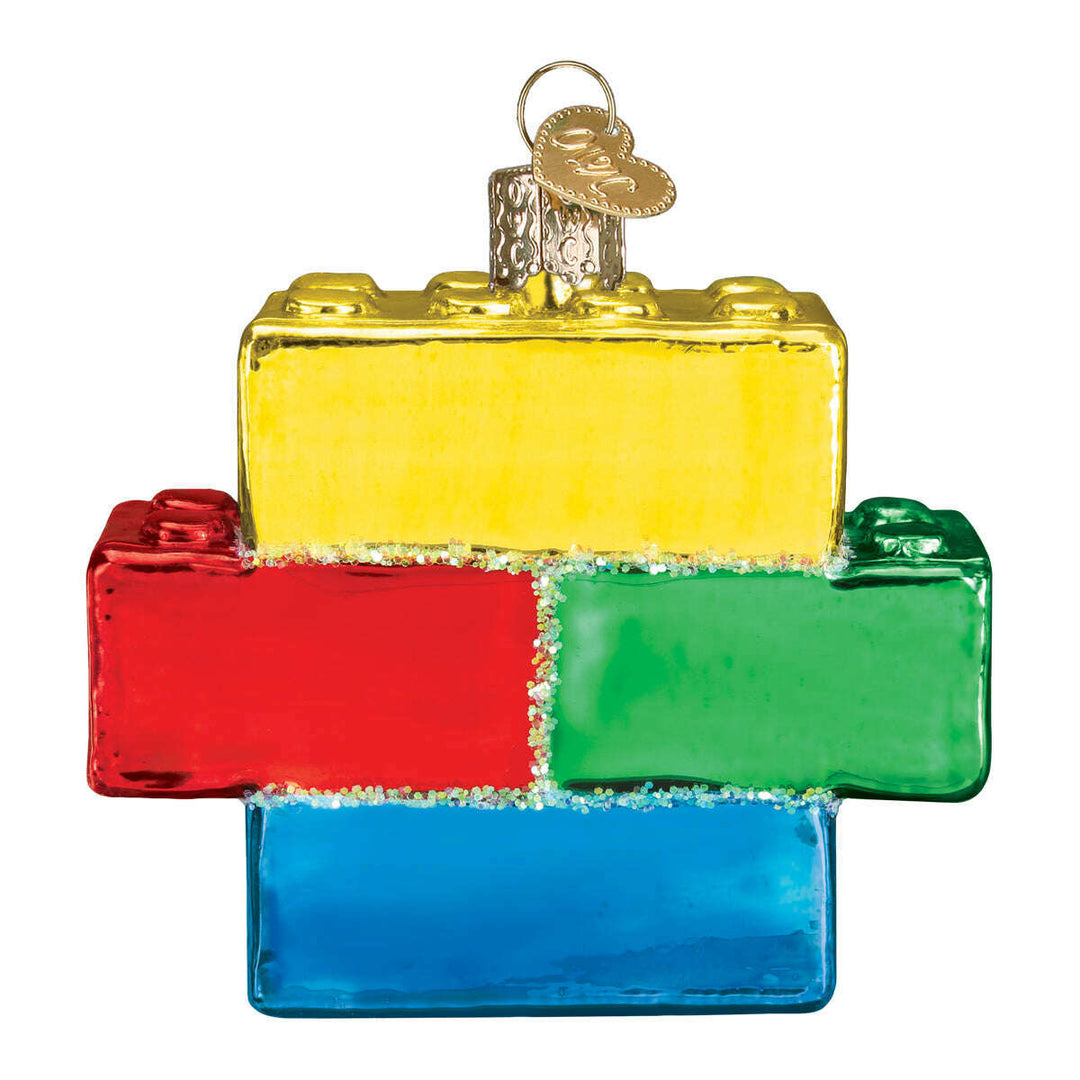 Old World Christmas Building Blocks Blown Glass Ornament