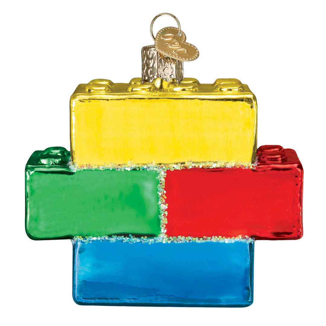 Old World Christmas Building Blocks Blown Glass Ornament
