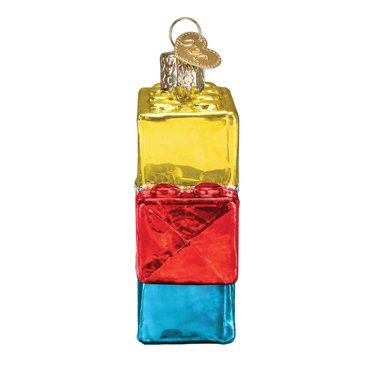 Old World Christmas Building Blocks Blown Glass Ornament