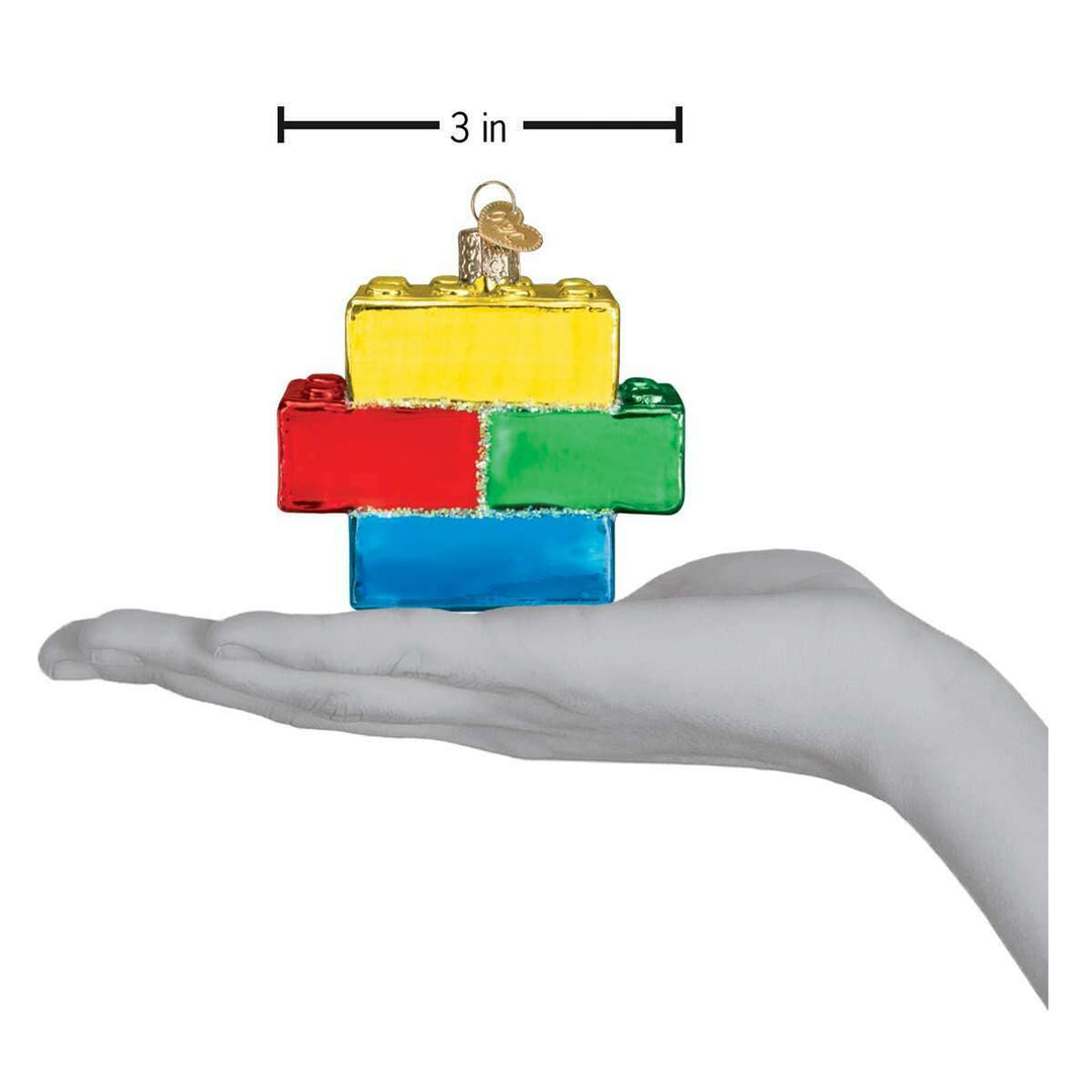 Old World Christmas Building Blocks Blown Glass Ornament