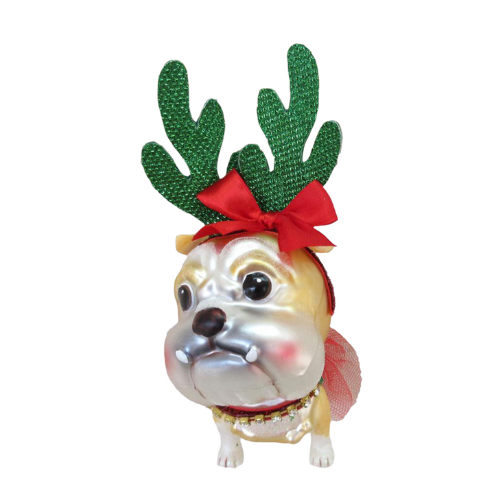 Bulldog w/Antlers Ornament by December Diamonds