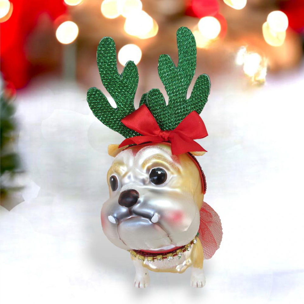 Bulldog w/Antlers Ornament Min/6 by December Diamonds 