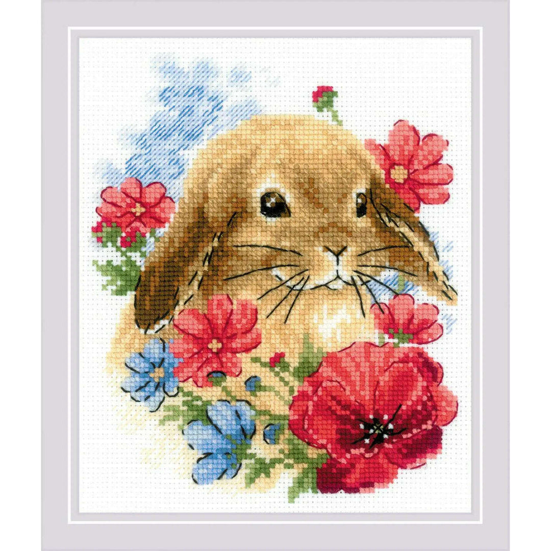Bunny in Flowers R1986 Counted Cross Stitch Kit
