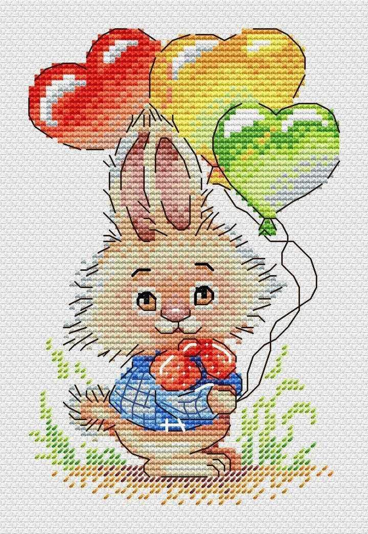 Bunny with Balloons SM-556 Counted Cross Stitch Kit
