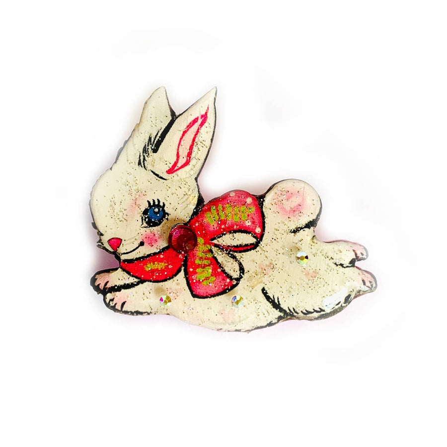 jumping bunny rabbit brooch