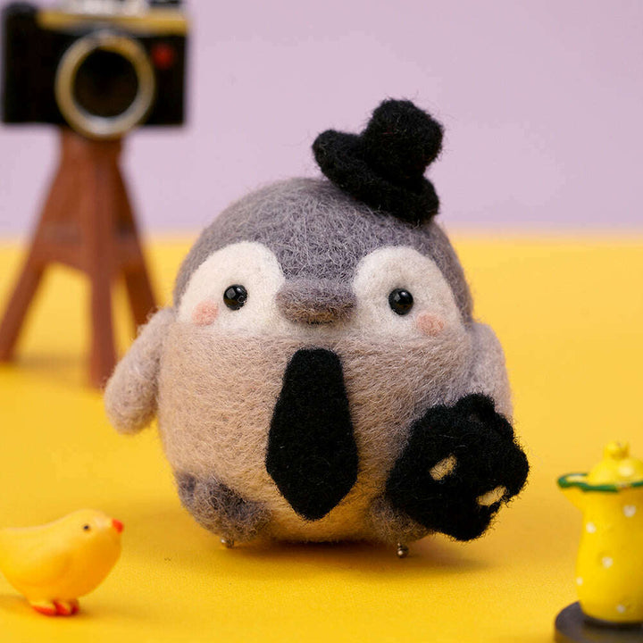 Business Penguin Needle Felting Kit. Wizardi DIY Wool Craft Kit F07N8-W111