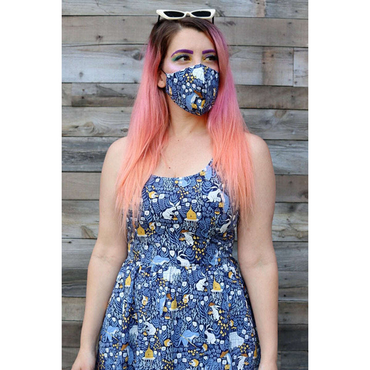 Busy Bees/Blue Gingham Mask