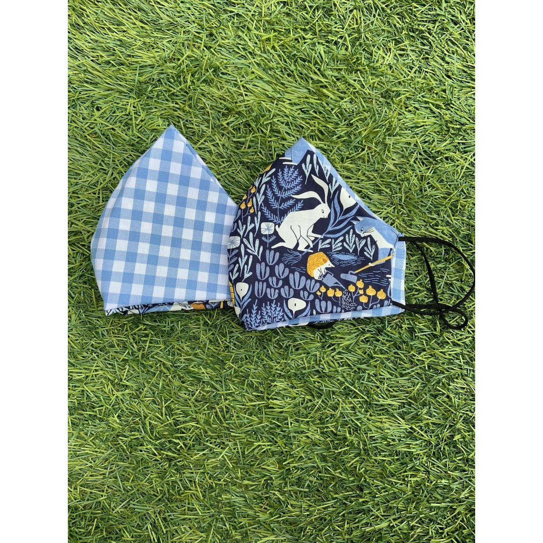 Busy Bees/Blue Gingham Mask