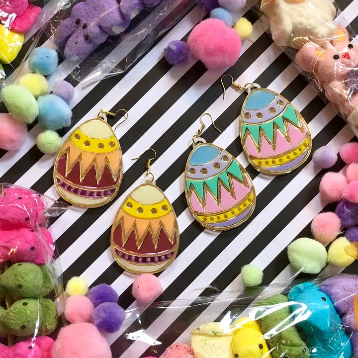 Colorful Easter Egg Acrylic Earrings -  Pink, Blue, Teal