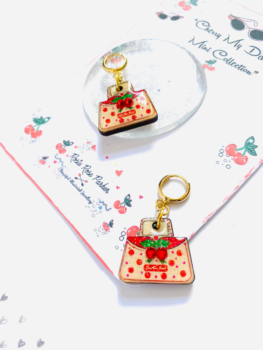 Retro Cherry Handbag Earrings by Rosie Rose Parker