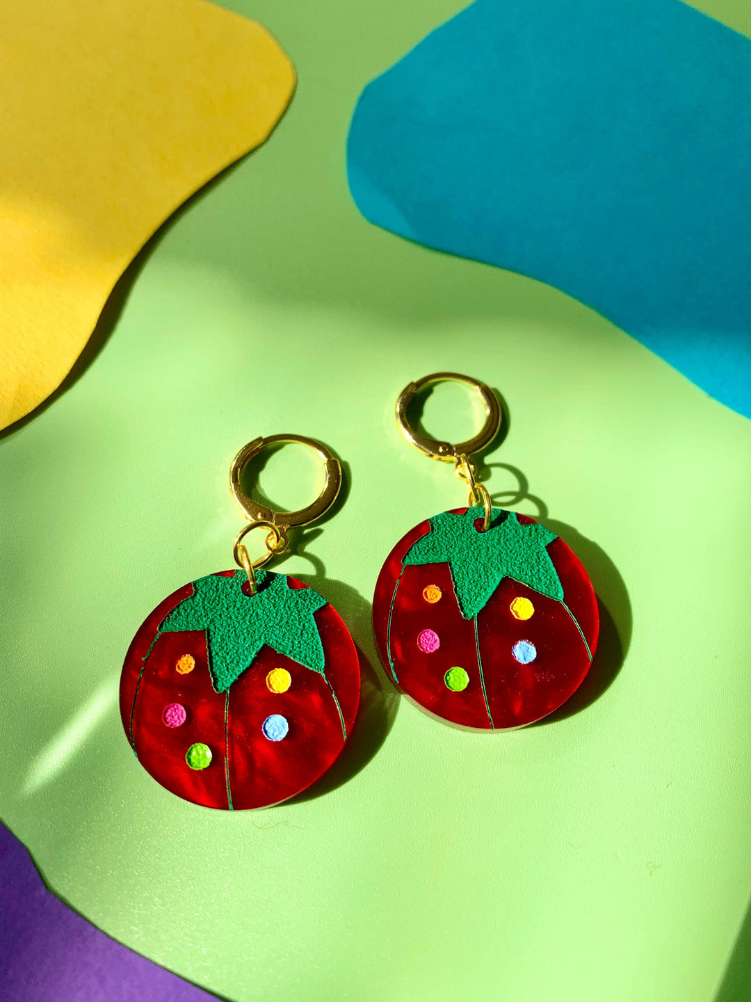 Tomato Pin Cushion Acrylic Earrings