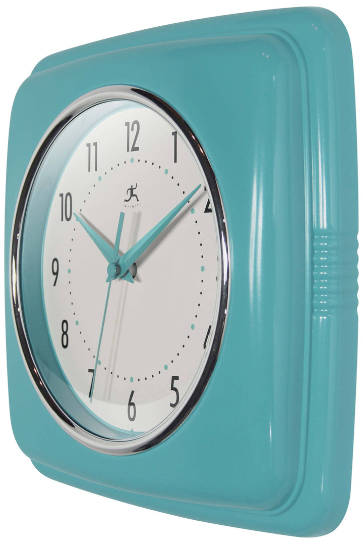 Retro Square Turquoise Indoor Wall Clock