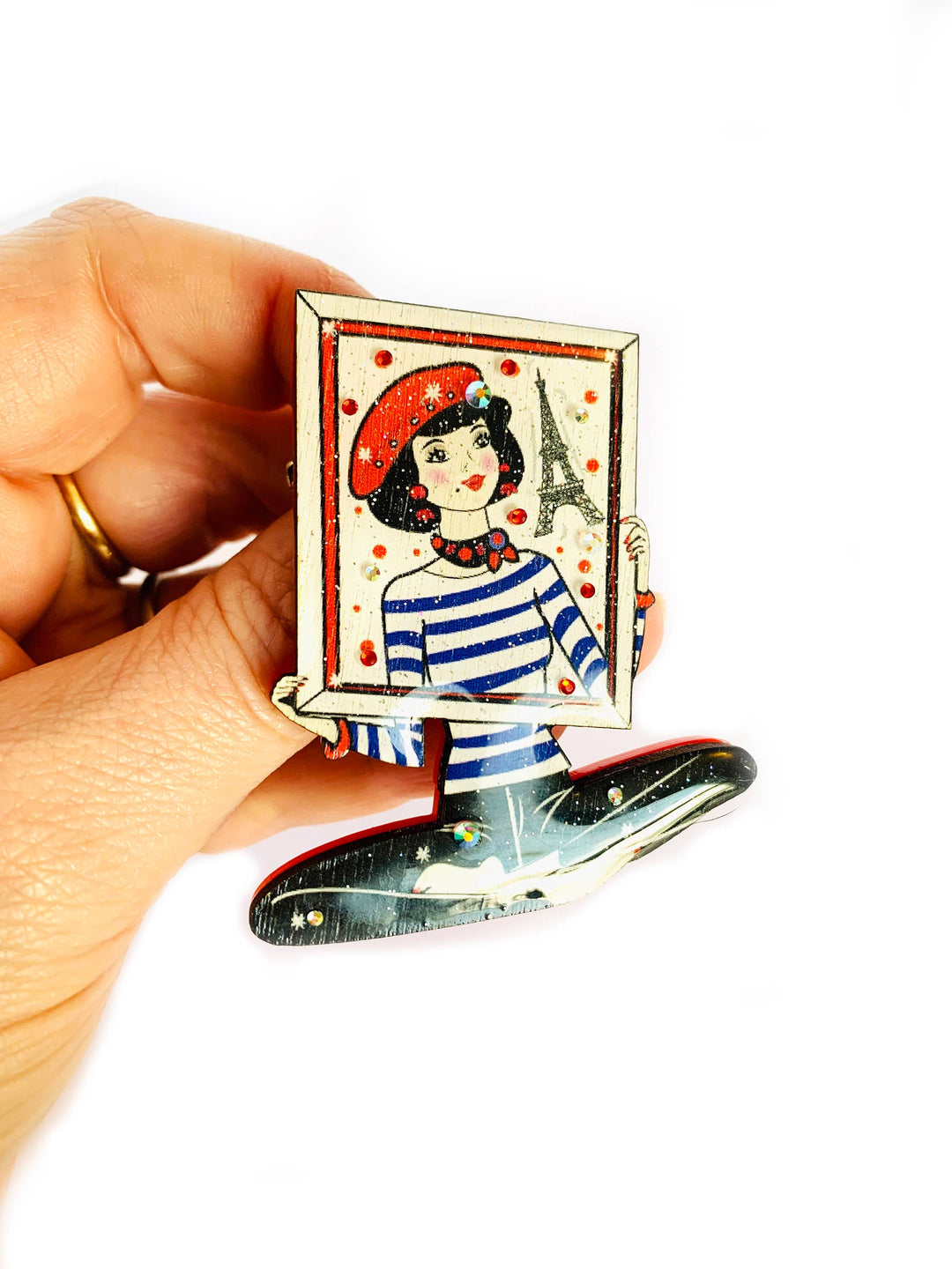 French Mime Girl Brooch by Rosie Rose Parker