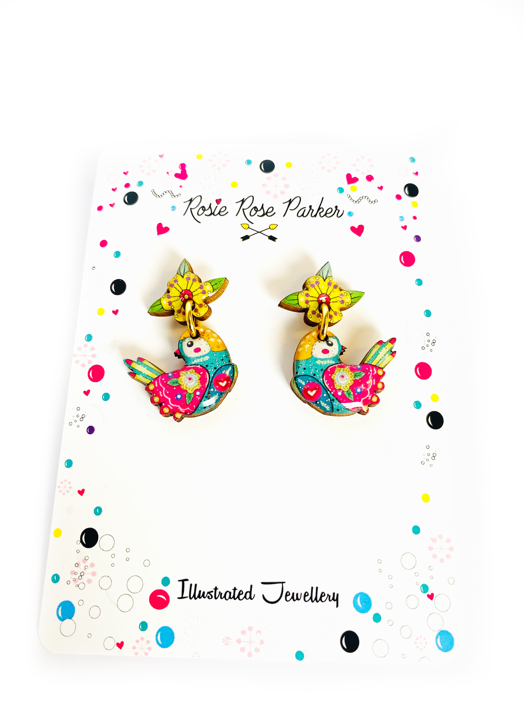 Summer Abstract Bird Earrings by Rosie Rose Parker