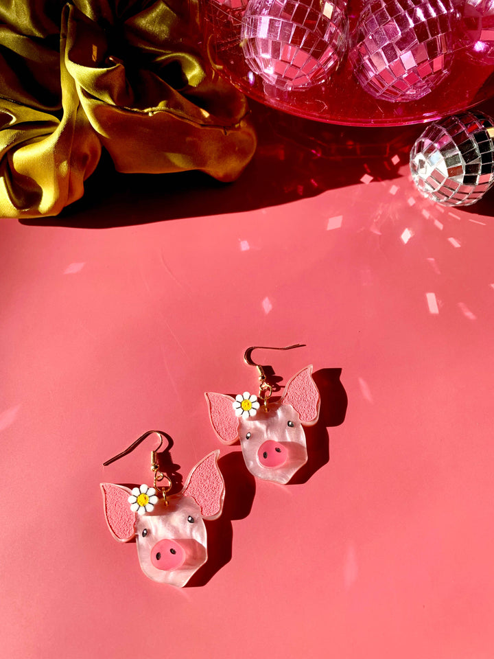 Little Piggies Acrylic Statement Earrings