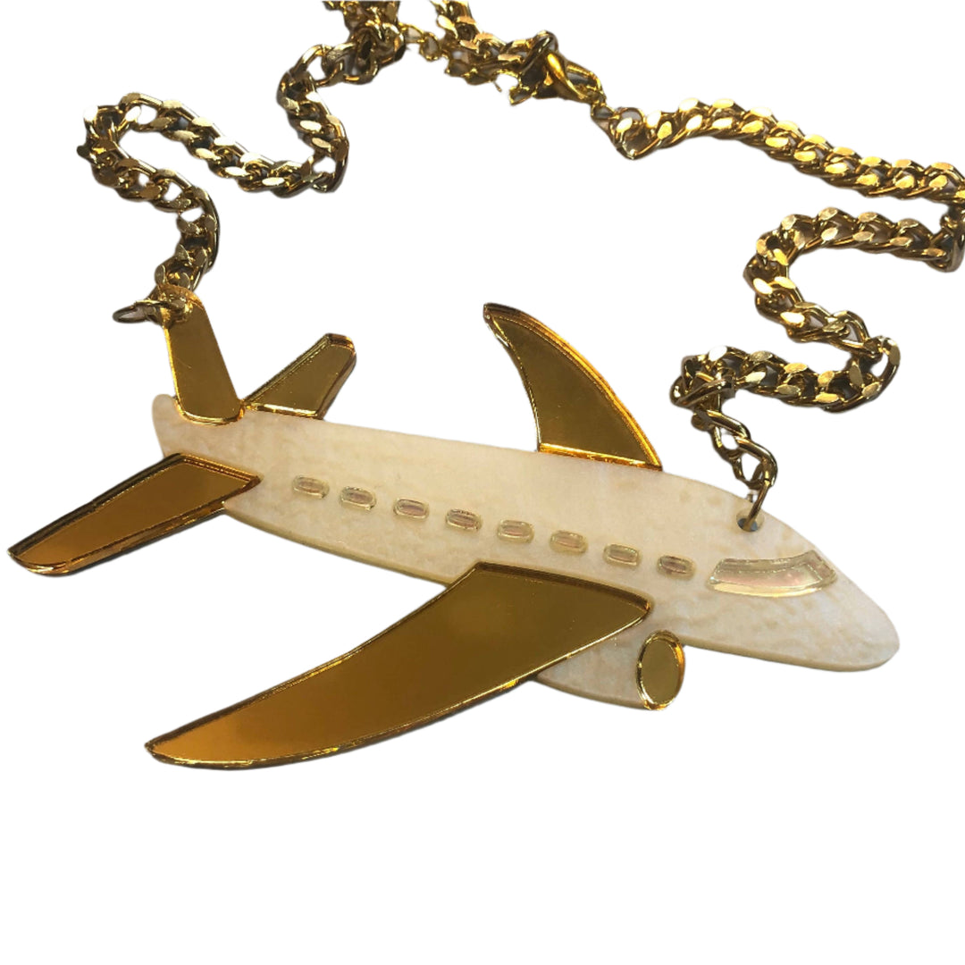 Vacation Airplane Laser Cut Acrylic Necklace, Laser Cut Acrylic, Plastic Jewelry