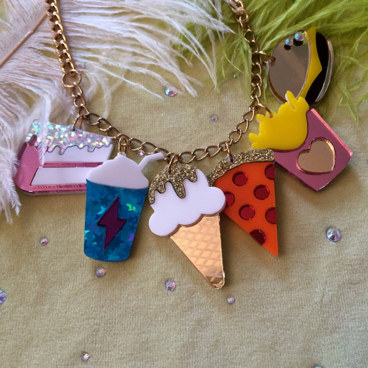 Junk Food Acrylic Charm Statement Necklace