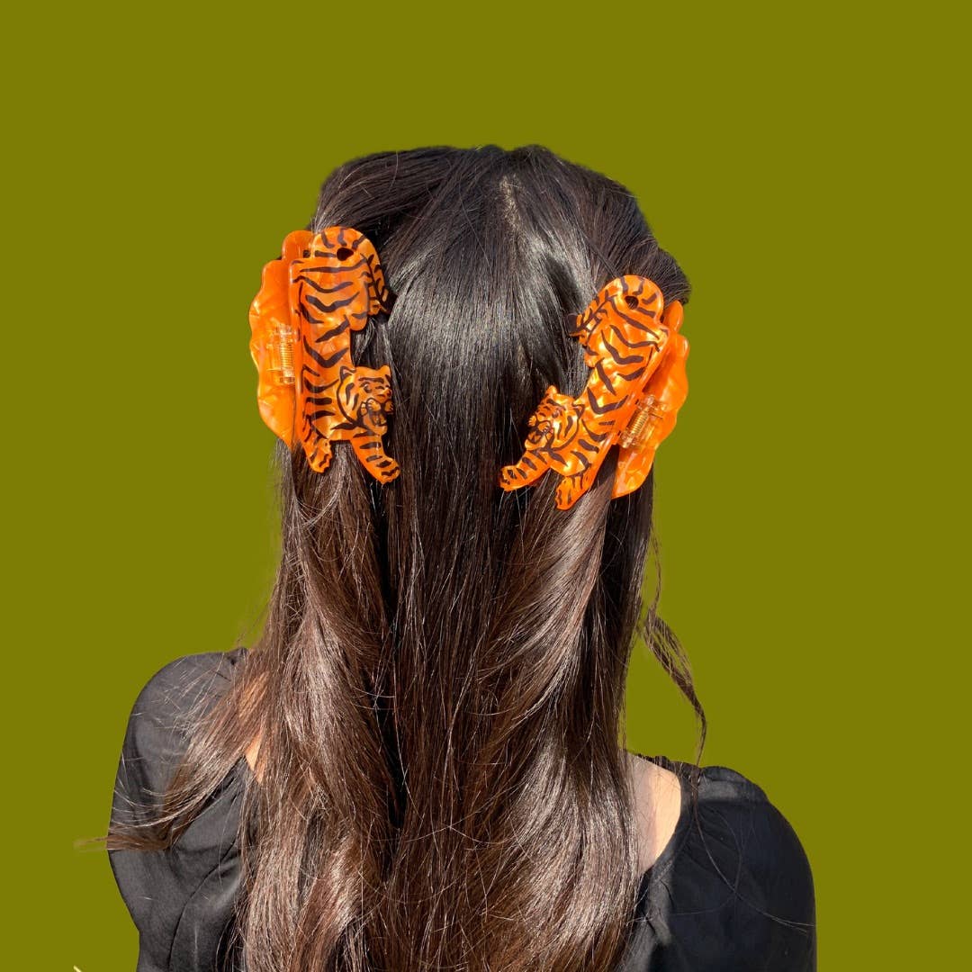 Tiger Acetate Hair Claw 