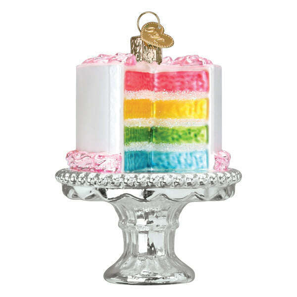 Old World Christmas Cake on Stand Blown Glass Ornament