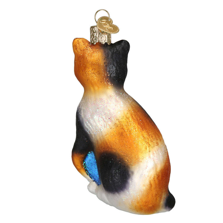 Old World Christmas Calico Cat Blown Glass Ornament