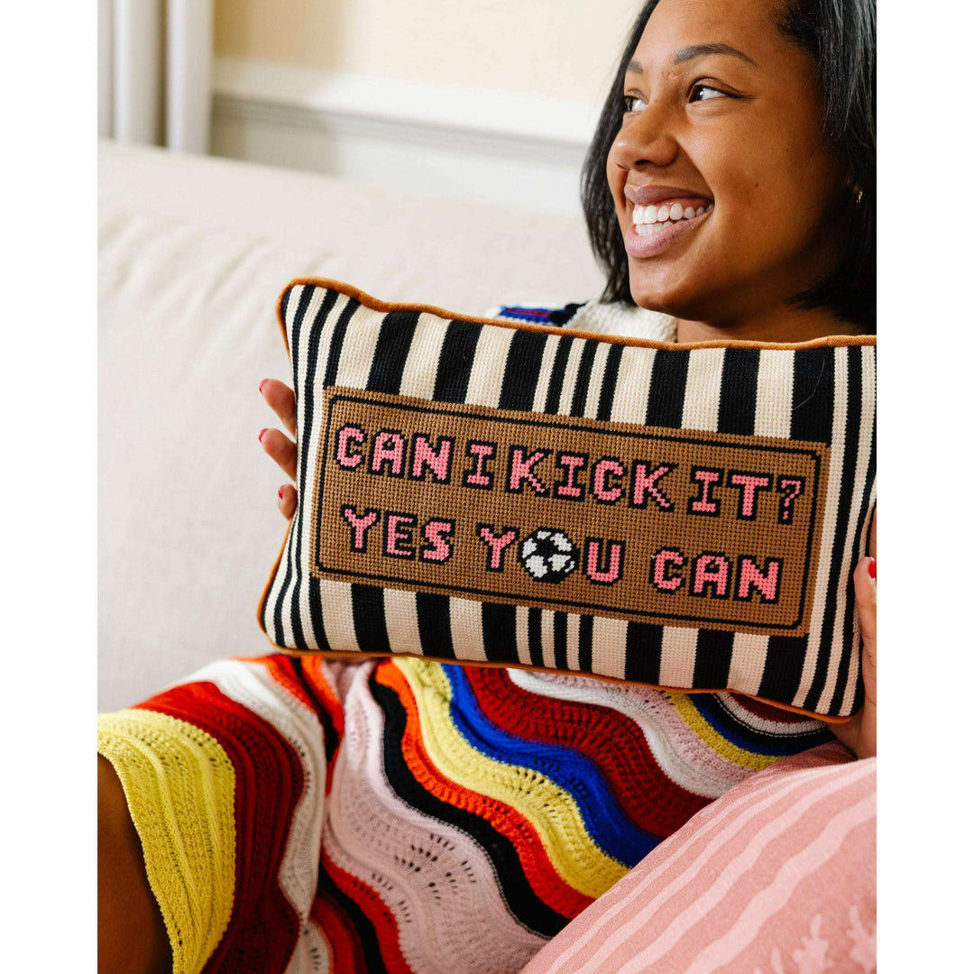 Can I Kick It Needlepoint Pillow