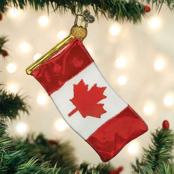 Old World Christmas Canadian Flag Blown Glass Ornament