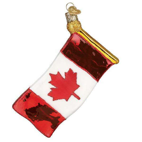 Old World Christmas Canadian Flag Blown Glass Ornament