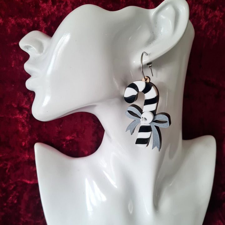 Candy Cane Festive Dangle Earrings by Cherryloco Jewellery 1