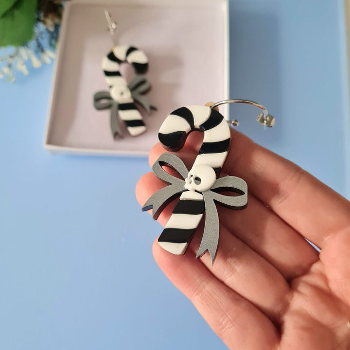 Candy Cane Festive Dangle Earrings by Cherryloco Jewellery 3
